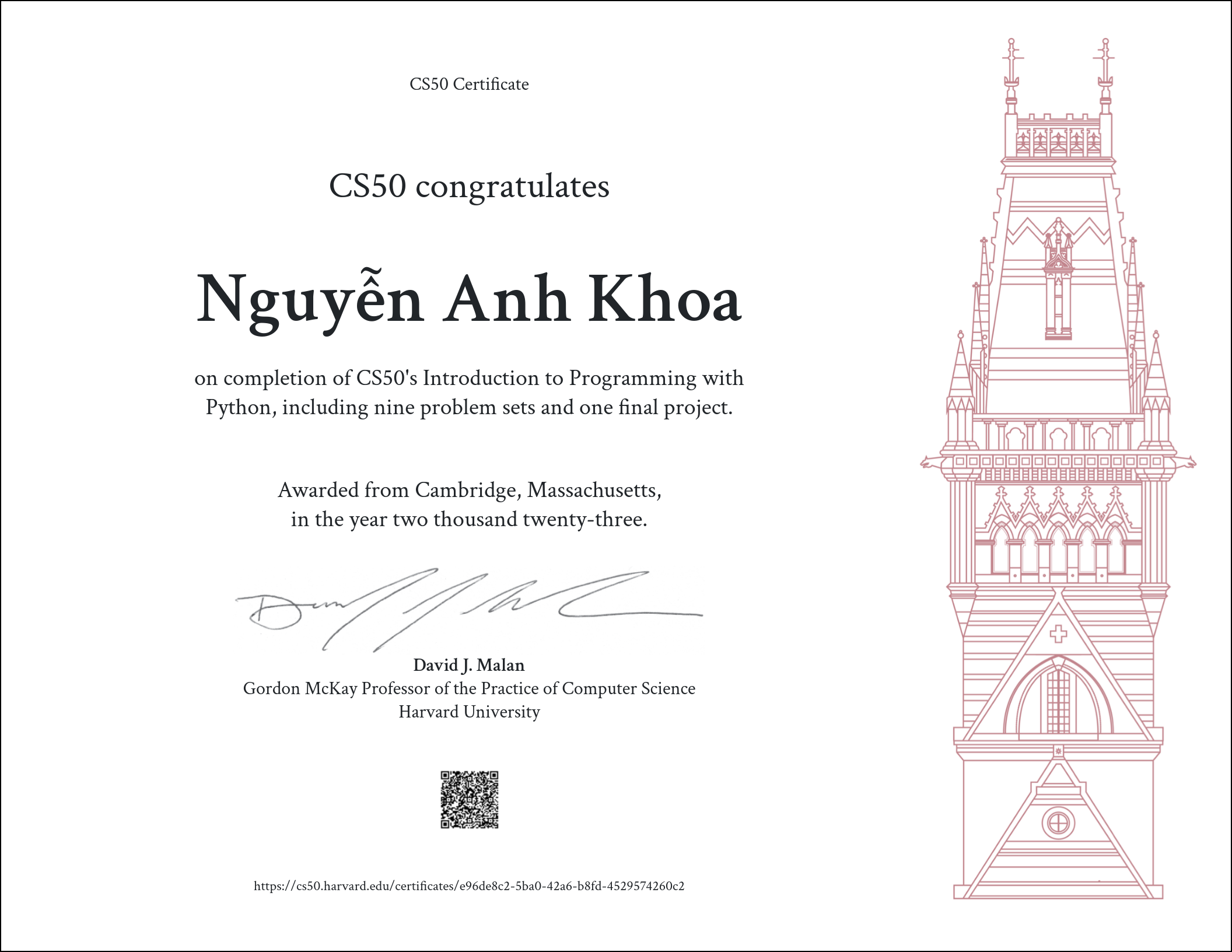 CS50P Certificate