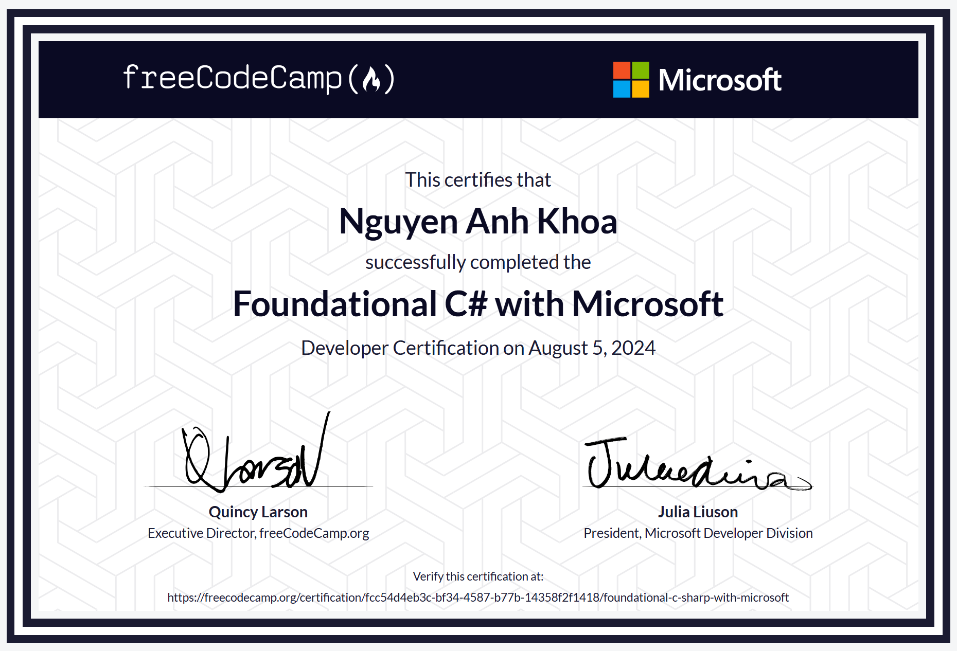 Microsoft Certificate