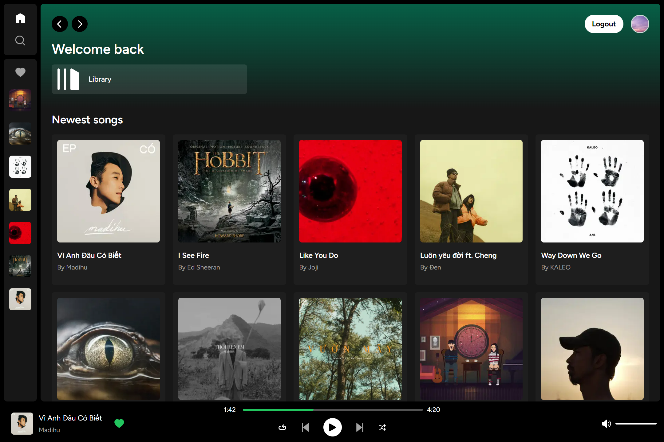 Spotify destop view