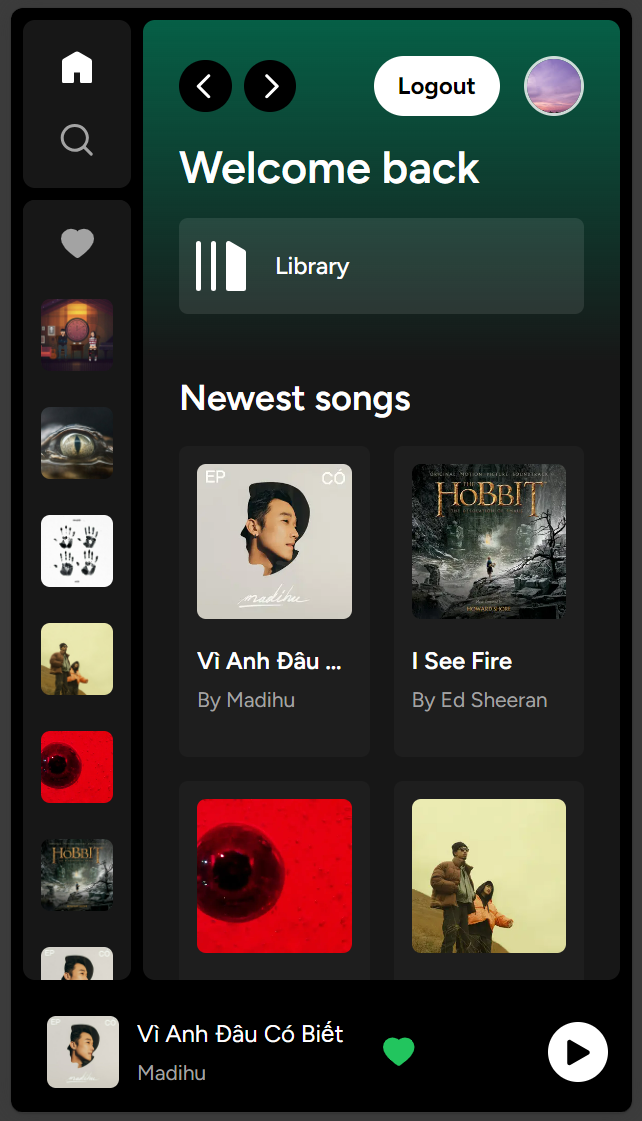 Spotify mobile view